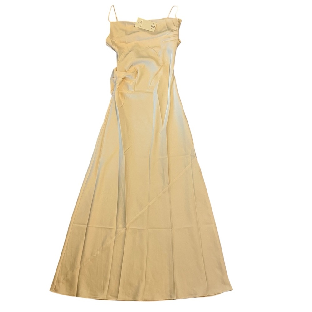 Easy Clothes Yellow Cowl Neck Slip Maxi Dress Small Satin Sleeveless Elegant